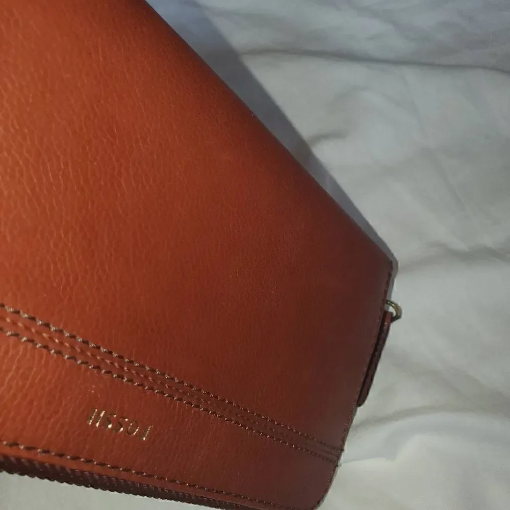 Fossil Tan Leather Wallet - faded back
